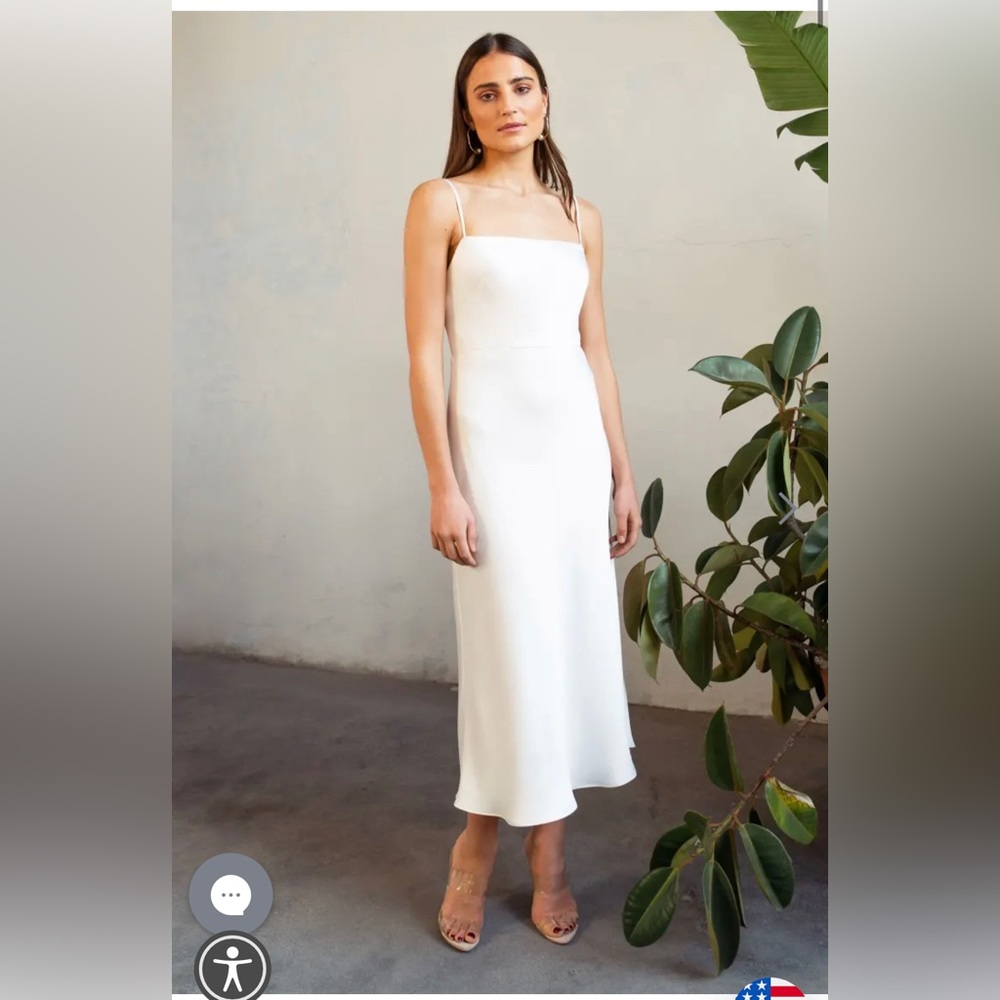 Jenny Yoo Collection Claudia white midi satin slip dress